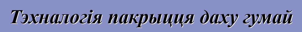 Тэхналогія пакрыцця даху гумай