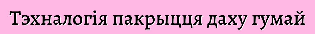 Тэхналогія пакрыцця даху гумай