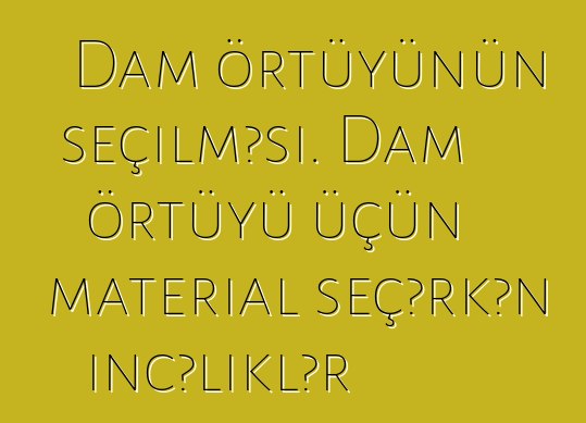 Dam örtüyünün seçilməsi. Dam örtüyü üçün material seçərkən incəliklər