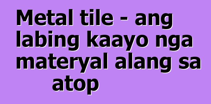 Metal tile - ang labing kaayo nga materyal alang sa atop