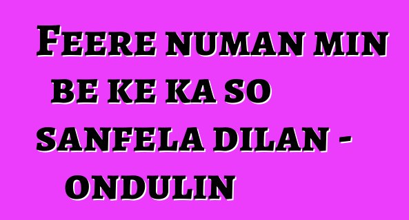 Fɛɛrɛ ɲuman min bɛ kɛ ka so sanfɛla dilan - ondulin