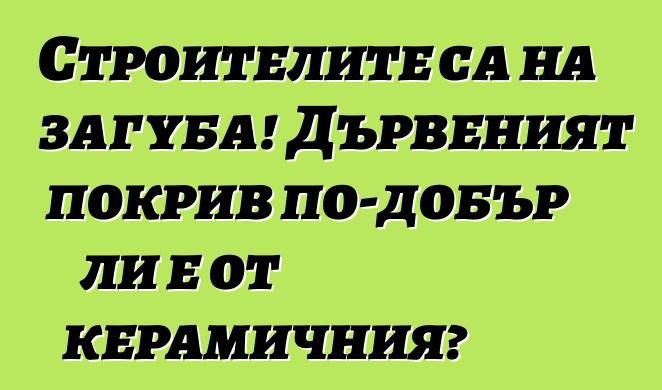 Строителите са на загуба! Дървеният покрив по-добър ли е от керамичния?