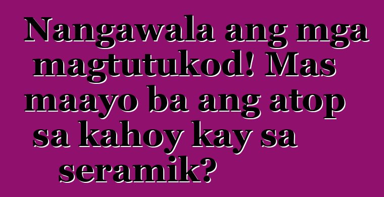 Nangawala ang mga magtutukod! Mas maayo ba ang atop sa kahoy kay sa seramik?