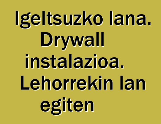 Igeltsuzko lana. Drywall instalazioa. Lehorrekin lan egiten