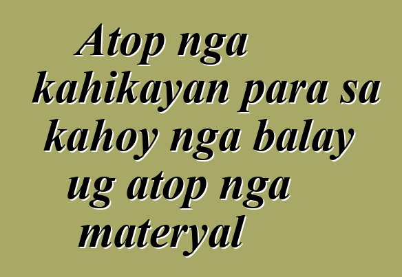 Atop nga kahikayan para sa kahoy nga balay ug atop nga materyal