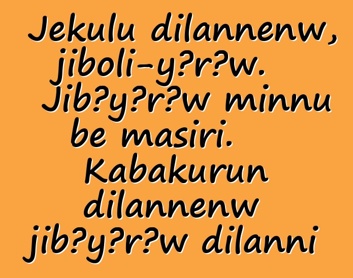 Jɛkulu dilannenw, jiboli-yɔrɔw. Jibɔyɔrɔw minnu bɛ masiri. Kabakurun dilannenw jibɔyɔrɔw dilanni