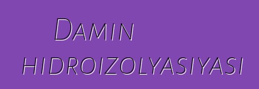 Damın hidroizolyasiyası