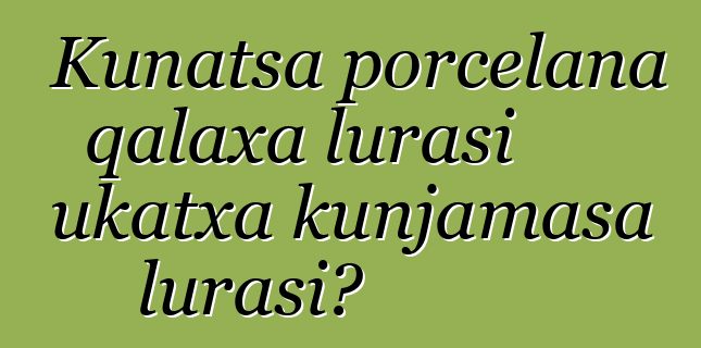 Kunatsa porcelana qalaxa lurasi ukatxa kunjamasa lurasi?