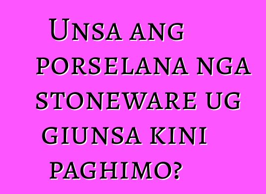 Unsa ang porselana nga stoneware ug giunsa kini paghimo?