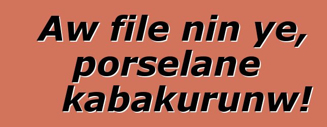 Aw filɛ nin ye, porselanɛ kabakurunw!