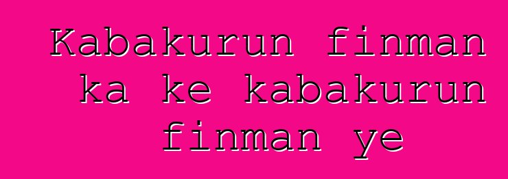 Kabakurun finman ka kɛ kabakurun finman ye