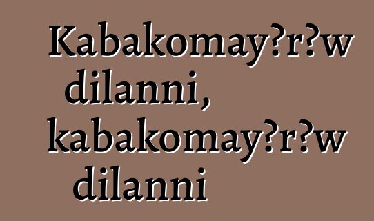 Kabakomayɔrɔw dilanni, kabakomayɔrɔw dilanni