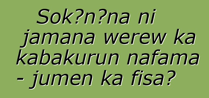 Sokɔnɔna ni jamana wɛrɛw ka kabakurun nafama - jumɛn ka fisa?