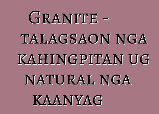 Granite – talagsaon nga kahingpitan ug natural nga kaanyag