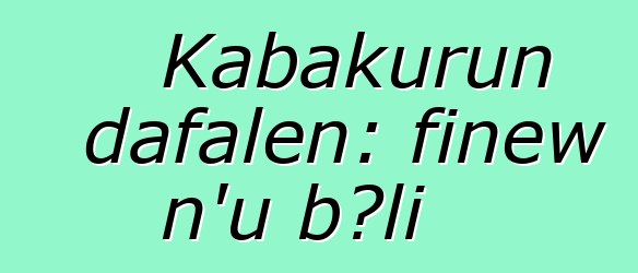 Kabakurun dafalen: fiɲɛw n’u bɔli