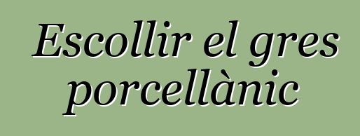 Escollir el gres porcellànic