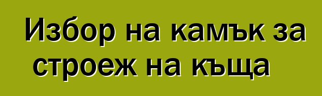 Избор на камък за строеж на къща