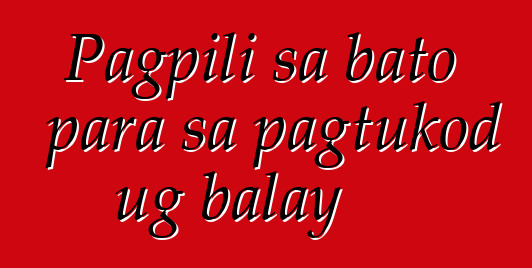 Pagpili sa bato para sa pagtukod ug balay