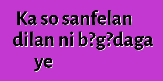 Ka so sanfɛlan dilan ni bɔgɔdaga ye