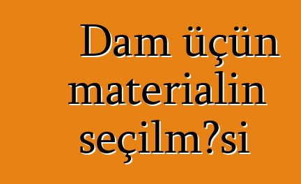 Dam üçün materialın seçilməsi