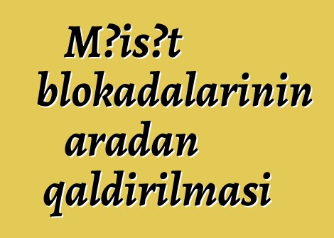 Məişət blokadalarının aradan qaldırılması