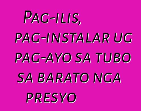 Pag-ilis, pag-instalar ug pag-ayo sa tubo sa barato nga presyo