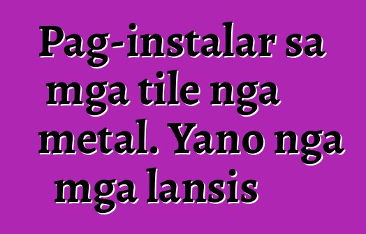 Pag-instalar sa mga tile nga metal. Yano nga mga lansis