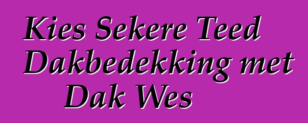 Kies Sekere Teed Dakbedekking met Dak Wes