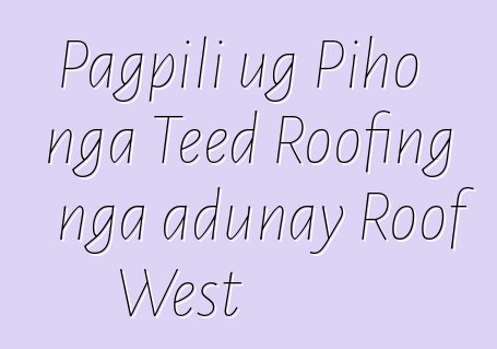 Pagpili ug Piho nga Teed Roofing nga adunay Roof West