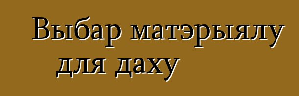 Выбар матэрыялу для даху