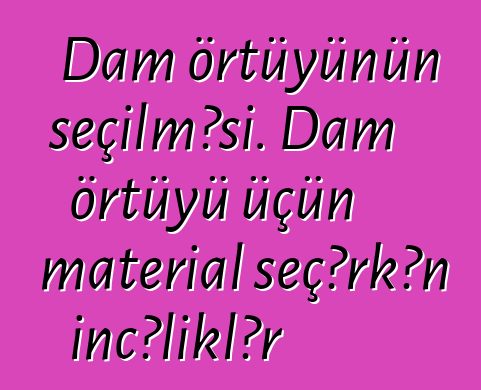 Dam örtüyünün seçilməsi. Dam örtüyü üçün material seçərkən incəliklər