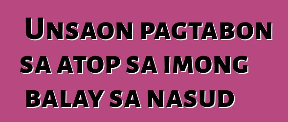 Unsaon pagtabon sa atop sa imong balay sa nasud