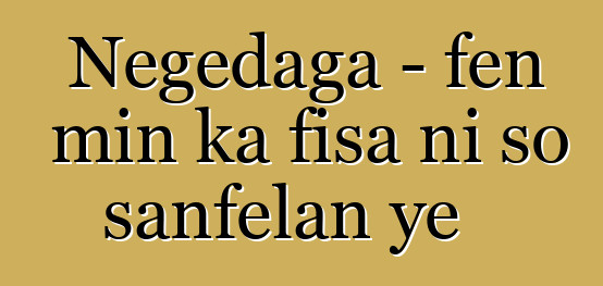 Nɛgɛdaga - fɛn min ka fisa ni so sanfɛlan ye