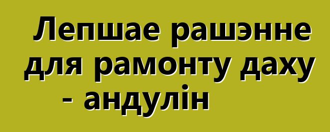 Лепшае рашэнне для рамонту даху - андулін