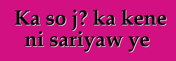 Ka so jɔ ka kɛɲɛ ni sariyaw ye