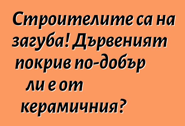 Строителите са на загуба! Дървеният покрив по-добър ли е от керамичния?