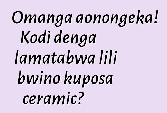 Omanga aonongeka! Kodi denga lamatabwa lili bwino kuposa ceramic?