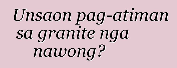 Unsaon pag-atiman sa granite nga nawong?