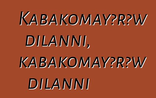 Kabakomayɔrɔw dilanni, kabakomayɔrɔw dilanni