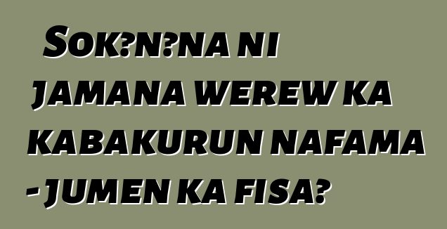 Sokɔnɔna ni jamana wɛrɛw ka kabakurun nafama - jumɛn ka fisa?