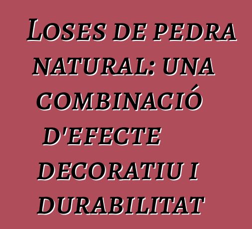 Loses de pedra natural: una combinació d'efecte decoratiu i durabilitat