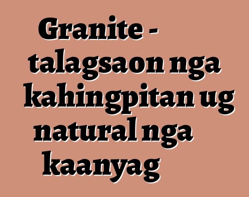 Granite – talagsaon nga kahingpitan ug natural nga kaanyag