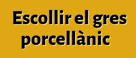 Escollir el gres porcellànic