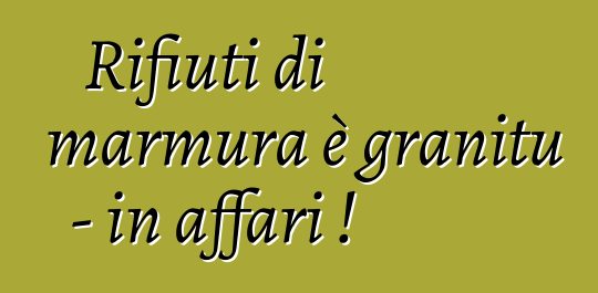 Rifiuti di marmura è granitu - in affari !