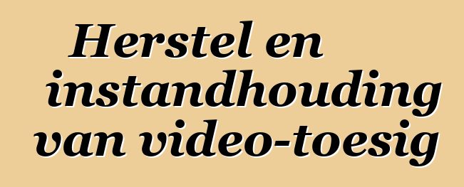 Herstel en instandhouding van video-toesig