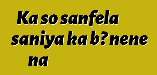 Ka so sanfɛla saniya ka bɔ nɛnɛ na