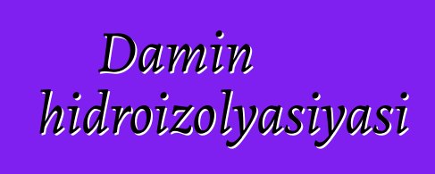 Damın hidroizolyasiyası