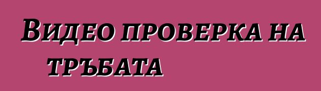 Видео проверка на тръбата