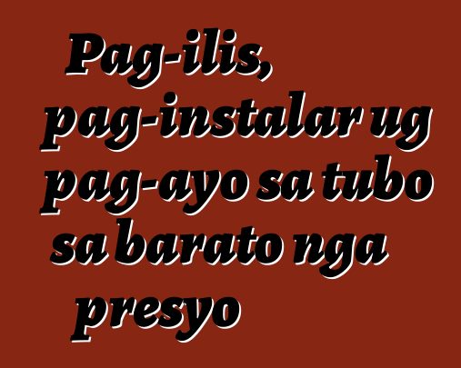 Pag-ilis, pag-instalar ug pag-ayo sa tubo sa barato nga presyo