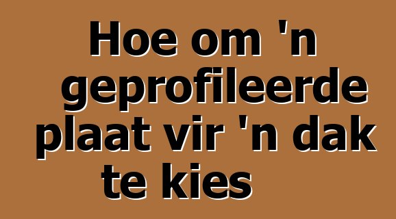 Hoe om 'n geprofileerde plaat vir 'n dak te kies